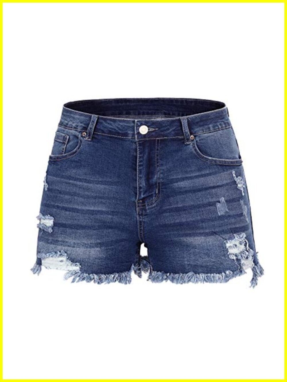 Mid Rise Ripped Stretchy Denim Shorts Frayed Raw Hem Casual Cut Off 3" Inseam